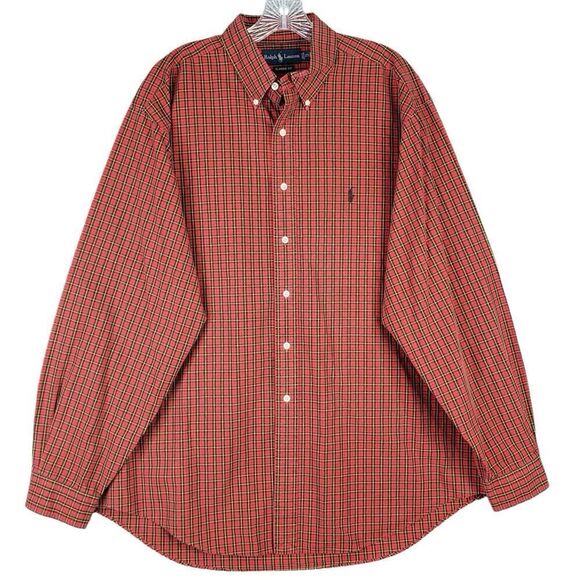 Polo Ralph Lauren Shirt Oxford Mens Size 17.5 XL Red Plaid Button Down Flaw - Picture 2 of 10